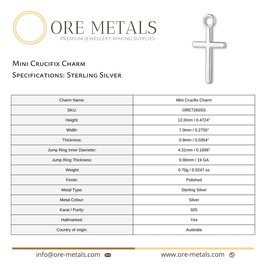 925 Sterling Silver - Mini Crucifix Charm