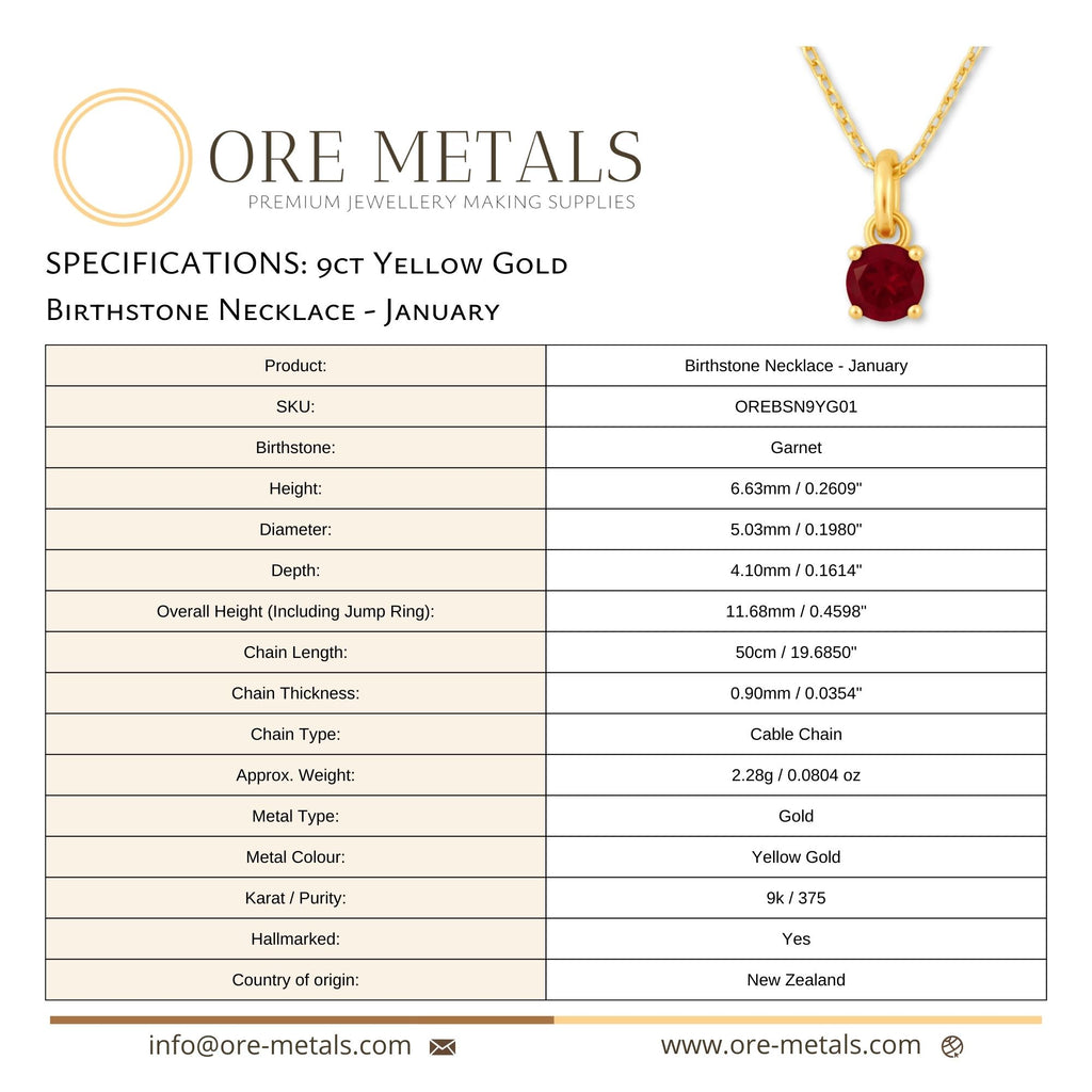 9ct Yellow Gold | Garnet - January Birthstone Necklace
