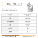 925 Sterling Silver - Gramophone Record Player Charm