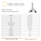 925 Sterling Silver - Whale Tail Charm