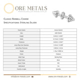 925 Sterling Silver - Classic Barbell Charm