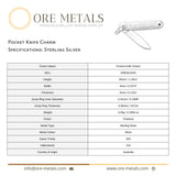 925 Sterling Silver - Folding Pocket Knife Charm