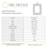 925 Sterling Silver - Heart Frame Charm