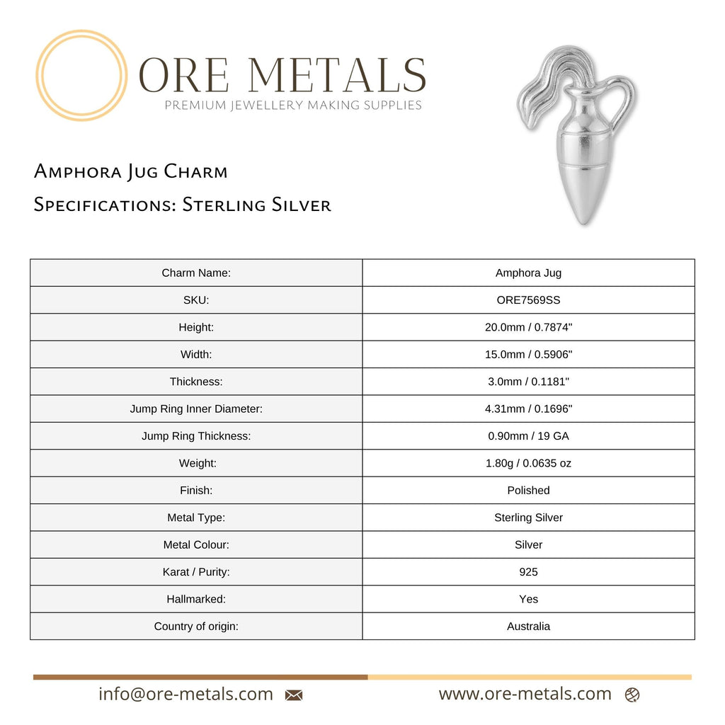925 Sterling Silver - Amphora Jug Charm