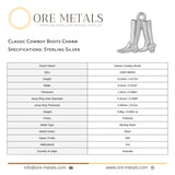 925 Sterling Silver - Classic Cowboy Boots Charm