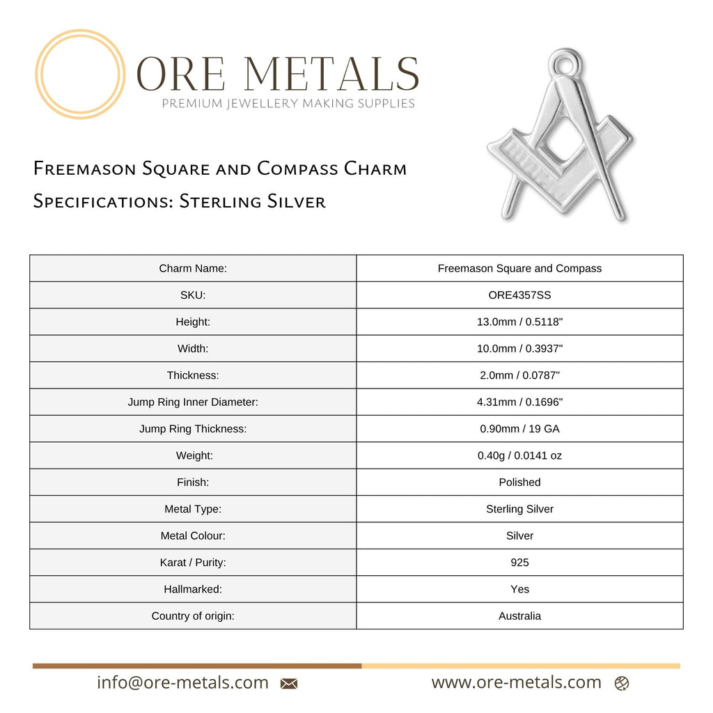 925 Sterling Silver - Freemason Charm