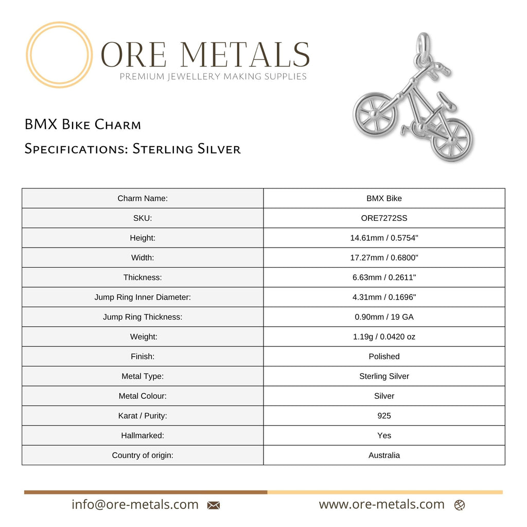 925 Sterling Silver - BMX Bike Charm