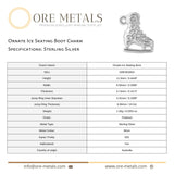 925 Sterling Silver - Ornate Ice Skating Boot Charm