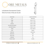 925 Sterling Silver - Longboard Skateboard Charm