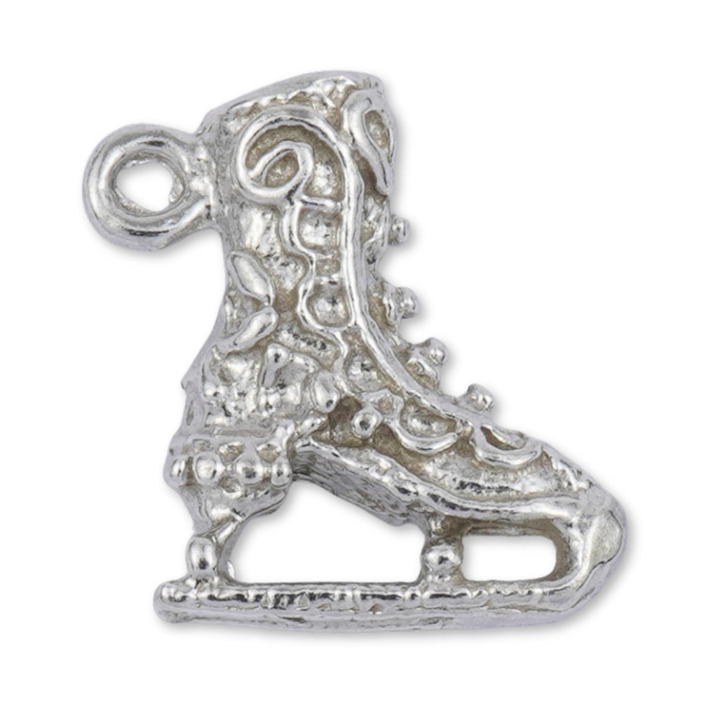 9ct White Gold - Snow Skate Boot Charm