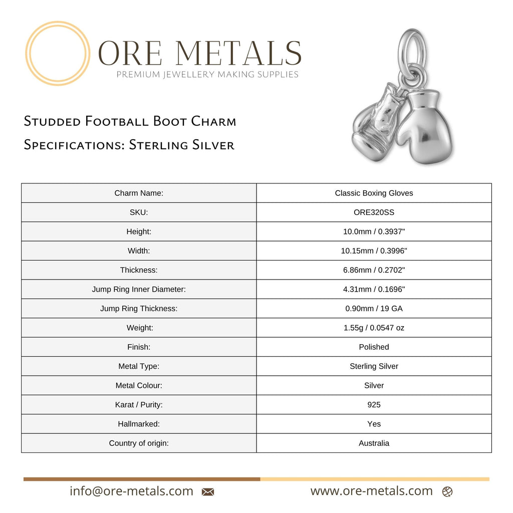 925 Sterling Silver - Classic Boxing Gloves Charm