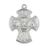 9ct White Gold - Five Way Catholic Crucifix Charm