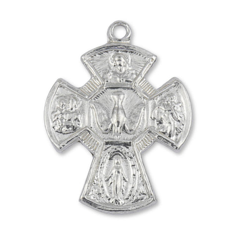 9ct White Gold - Five Way Catholic Crucifix Charm