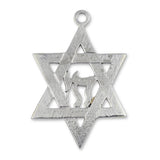 9ct White Gold - Star of David w Chai Symbol Charm