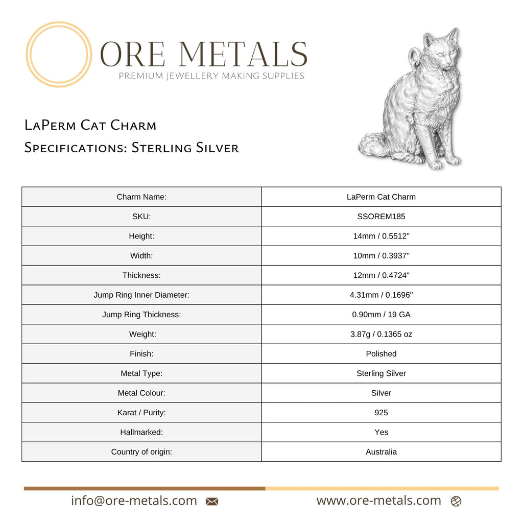 925 Sterling Silver - LaPerm Cat Charm