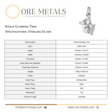 925 Sterling Silver - Koala Climbing Tree Charm