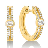 18ct Yellow Gold - 0.53ct Natural SI/GH - Baguette Diamond Hoop Earrings