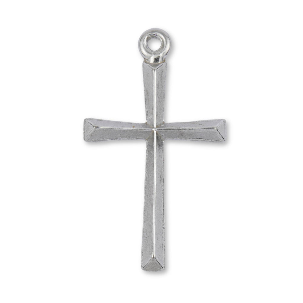 9ct White Gold - Bevelled Crucifix Charm