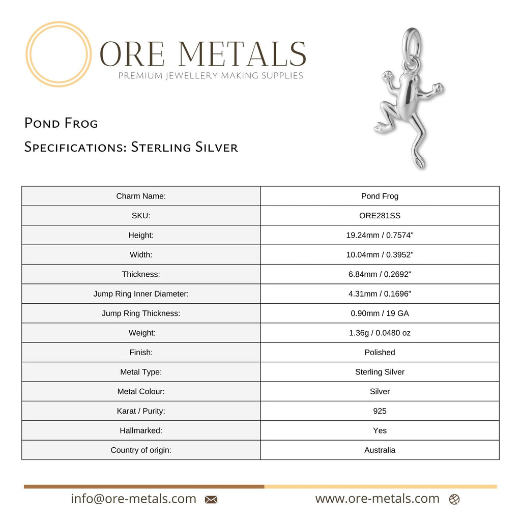 925 Sterling Silver - Pond Frog Charm