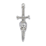 9ct White Gold - Skull Sword Charm