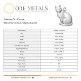925 Sterling Silver - Siamese Cat Charm
