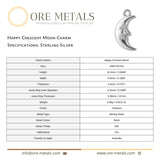 925 Sterling Silver - Happy Crescent Moon Charm