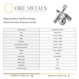 925 Sterling Silver - Bowling Ball and Pins Charm