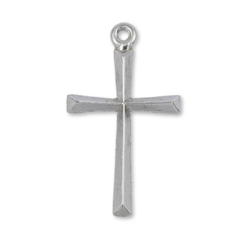 18ct White Gold - Bevelled Crucifix Charm