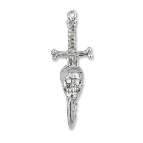 18ct White Gold - Skull Sword Charm
