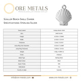 925 Sterling Silver - Scallop Beach Shell Charm