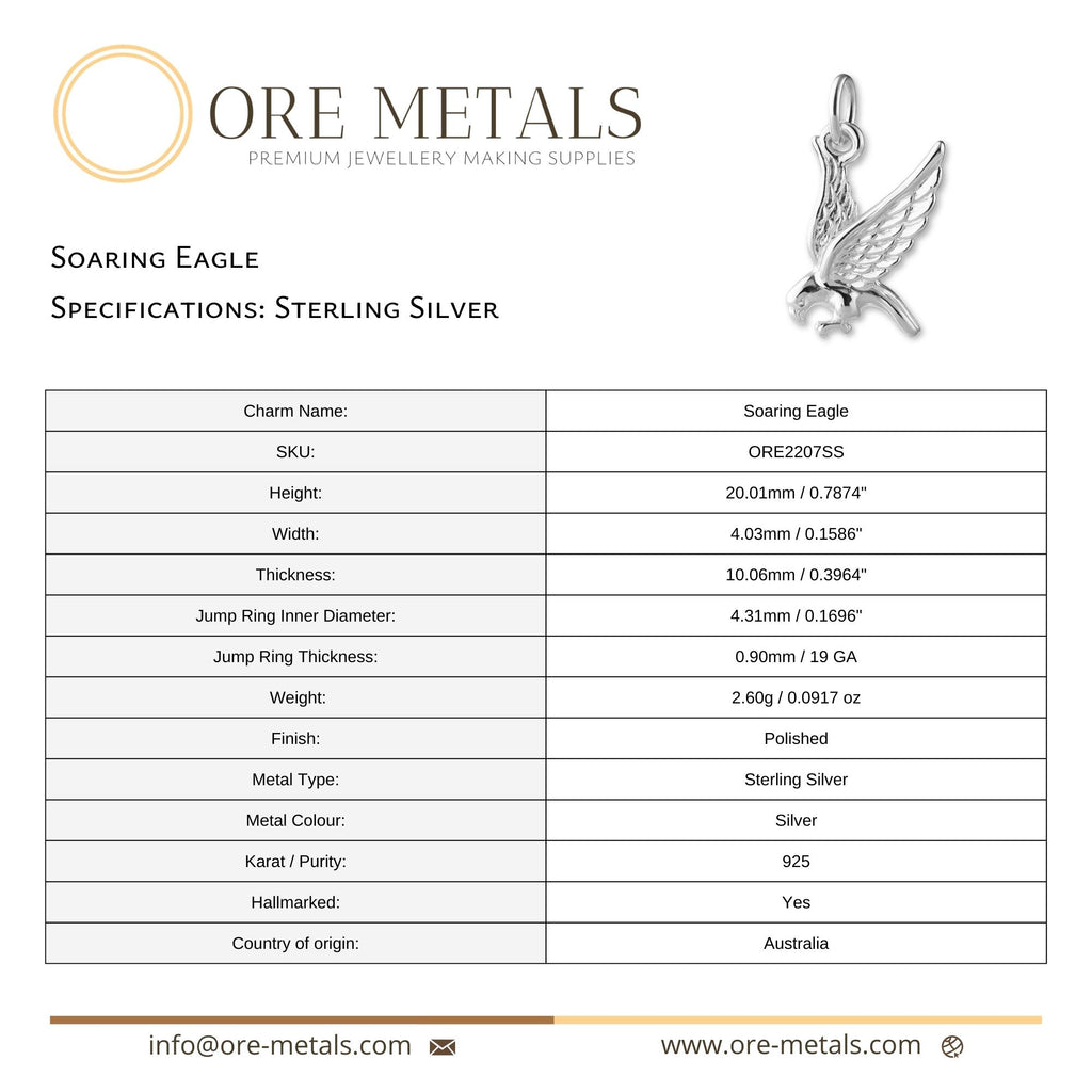 925 Sterling Silver - Soaring Eagle Charm