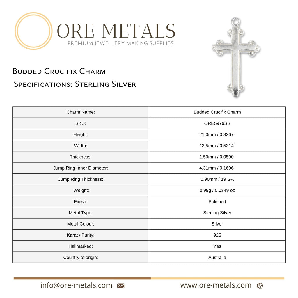 925 Sterling Silver - Budded Crucifix Charm