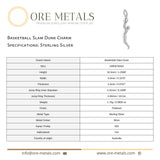 925 Sterling Silver - Basketball Slam Dunk Charm