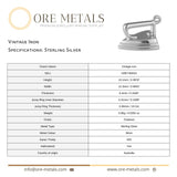 925 Sterling Silver - Vintage Iron Charm