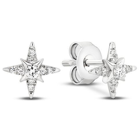 18ct White Gold - 0.10ct VS/F+ - Bethlehem Star Diamond Studs