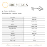 925 Sterling Silver - 21 Clover Key Charm