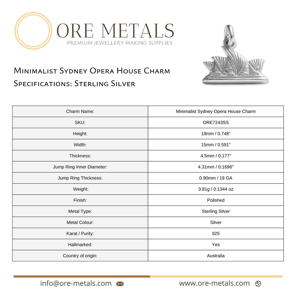 925 Sterling Silver - Minimalist Sydney Opera House Charm