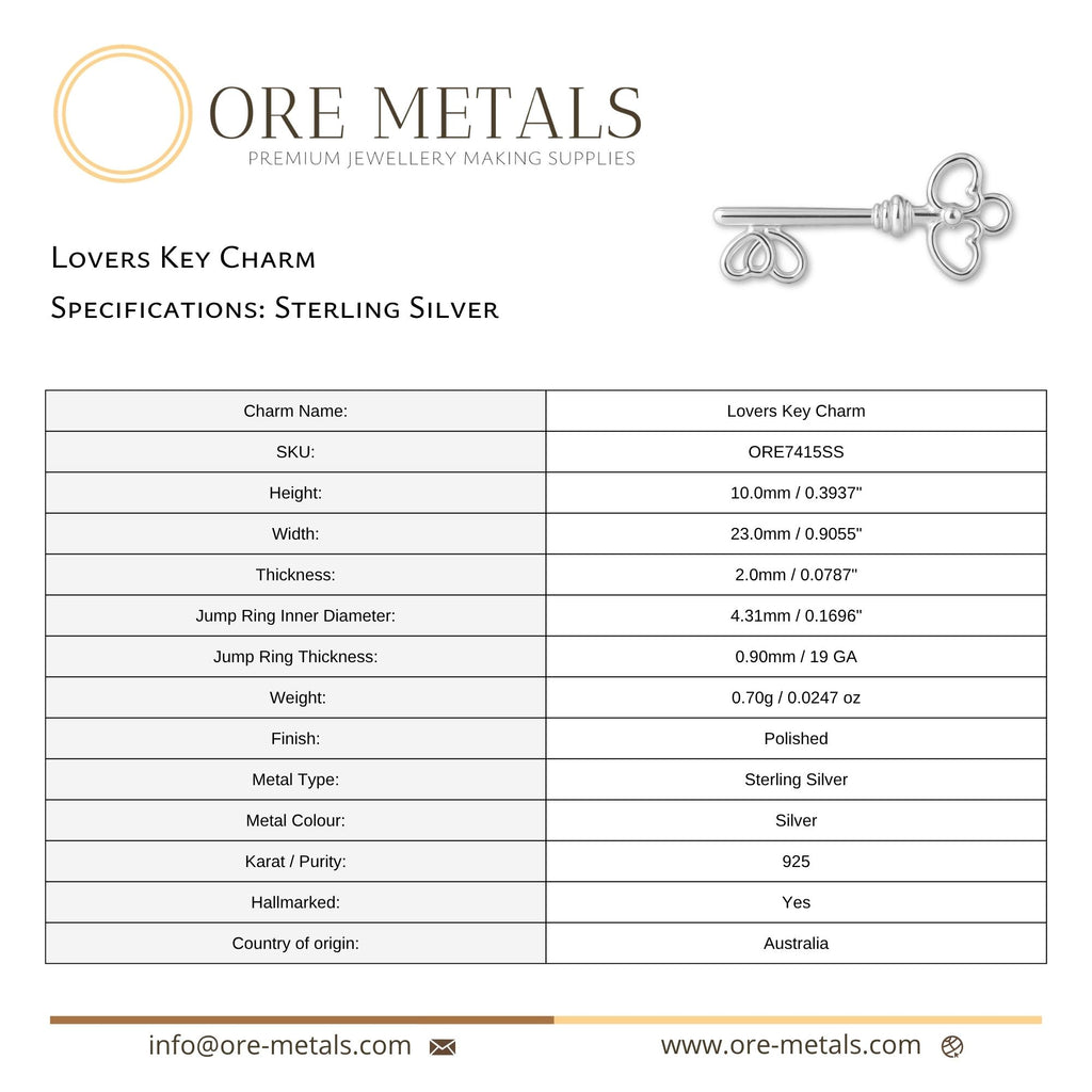 925 Sterling Silver - Lovers Key Charm