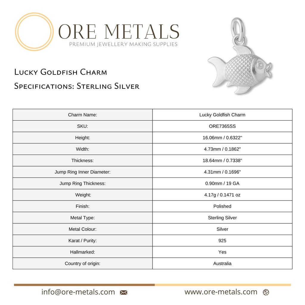 925 Sterling Silver - Lucky Goldfish Charm