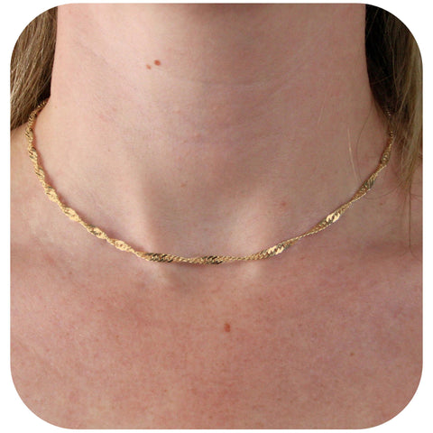 9ct Yellow Gold - Singapore Twist - Necklace Chain