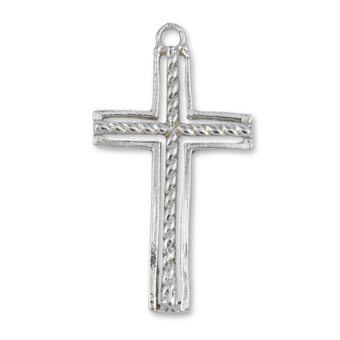 9ct White Gold - Rope Crucifix Charm