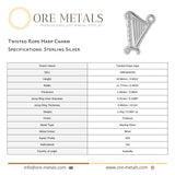 925 Sterling Silver - Twisted Rope Harp Charm