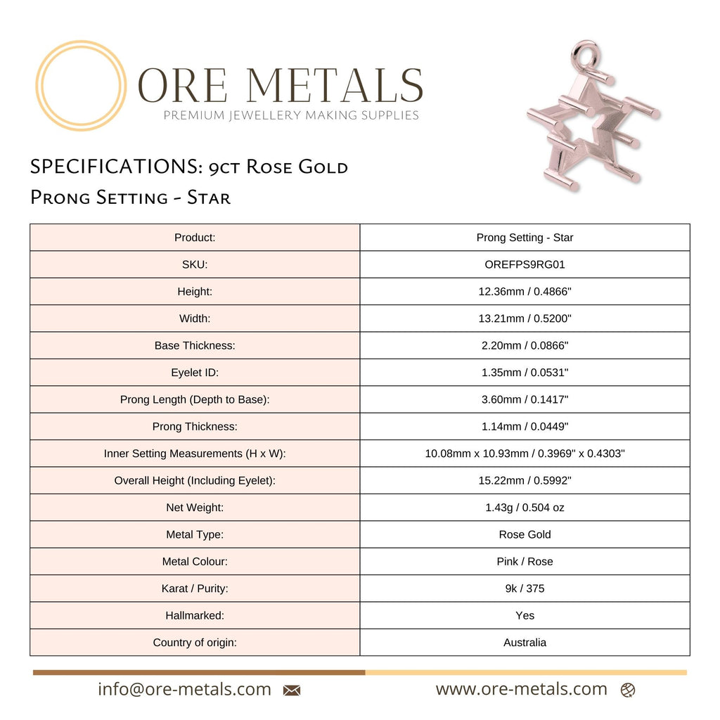 9ct Rose Gold - Star Prong Setting