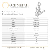 925 Sterling Silver - Flying Snowman Charm