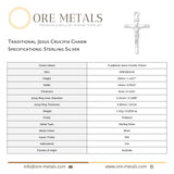 925 Sterling Silver - Traditional Jesus Crucifix Charm