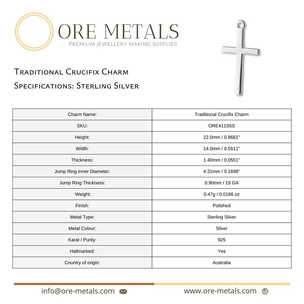 925 Sterling Silver - Traditional Crucifix Charm