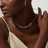 9ct White Gold | 0.7ct GH/SI - Diamond Paperclip Necklace