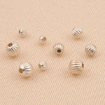 925 Sterling Silver - Round Corrugated Beads