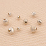 925 Sterling Silver - Round Corrugated Beads