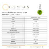 925 Sterling Silver | Peridot - August Birthstone Charm